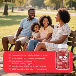 Fábrica Vitamina C Hierro Vegan Gummies Energía Deficiencia de hierro Suplemento vitamínico para mujeres y niños - Product Image 4