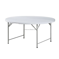 Table ronde pliable en plastique HDPE blanc OEM pour événements, mariages, banquets et repas en extérieur