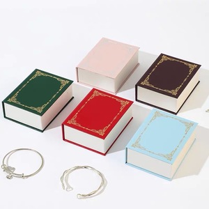 Tùy Chỉnh Mini Cuốn Sách Hình Nhung Hộp Đồ Trang Sức Sang Trọng Mô Hình Vuông Lật Từ Vòng Mặt Dây Chuyền Vòng Cổ Bao Bì Quà Tặng Giấy - Product Image 4