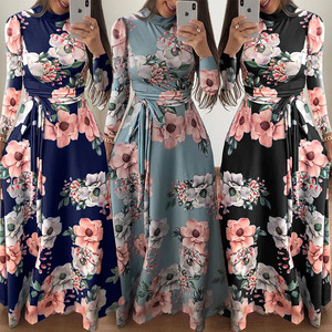 New <strong>Women</strong> Boho Beach Long Casual <strong>Dress</strong> Autumn New Design Long Sleeve Floral Print <strong>Womens</strong> High <strong>Collar</strong> Maxi <strong>Dresses</strong> - Product Image 1