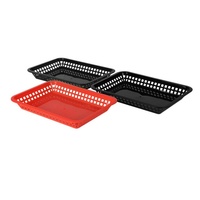 Paniers de présentation de fruits durables, élégants, en plastique PP, écologiques, modernes, multifonctionnels, de forme rectangulaire, rouge et noir, pour supermarchés