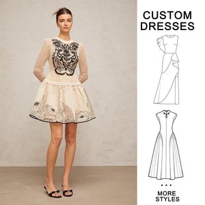Magnifique robe courte brodée de fleurs pour femmes pour les rassemblements sociaux Spandex Options de tissu personnalisable naturel Volants - Product Image 2