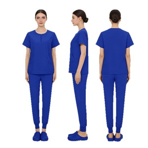 Women Hospital Uniform <b>Scrub</b> <b>Set</b> Knitted Moisture Wicking Split Design For Medical Staff Workwear - Product Image 3