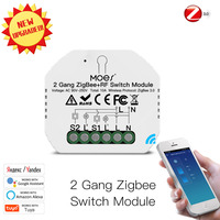 Mini Interruptor de Luz Inteligente Zigbee 3.0 Z-Wave, Módulo de 2 Canales, 1/2 Vía, Control Remoto Inalámbrico Smart Life/Tuya, Compatible con Alexa