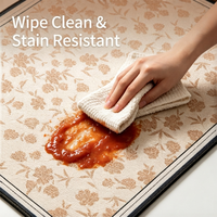 Tapis de cuisine floral en velours belge, épaisseur 8 mm, résistant à l'huile et aux taches, avec envers antidérapant en TPR, lavable en machine