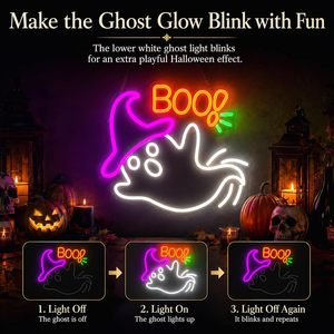 Halloween Ghost Letreros Neon LED dimmable USB powered ambient <b>light</b> store <b>window</b> decoration <b>light</b> street indicator <b>light</b> 5V - Product Image 3