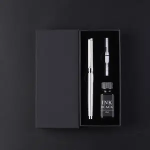 Graveren Curve Hoge Kwaliteit Luxe Uitstekende Metalen Roller Pen Gift Set Vulpen Met Inkt Fles