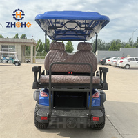 Ce chariot de golf électrique multifonctionnel 6 places est équipé d'un système audio et convient aux zones panoramiques de la plage