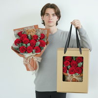 Karangan Bunga Awet untuk Hadiah Hari Valentine, Karangan Bunga Mawar Merah dan Boneka Beruang, Karangan Bunga Mawar Awet Mewah