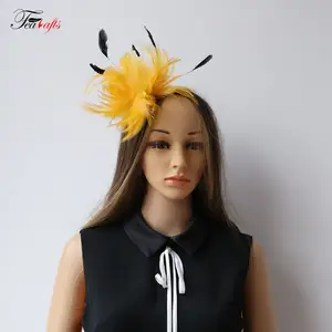 Colorato Gallo Hackle Piume Spilla Accessori Per Capelli Cappelli di Piume Mestieri Della Decorazione Della Decorazione Plumes Oro Fiore Ornamento Piume