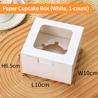 Boîte à gâteau rectangulaire en carton blanc avec fenêtre transparente, qualité alimentaire, personnalisable, pour cupcakes, tartes aux œufs, pâtisseries, emballage à emporter pour boulangerie