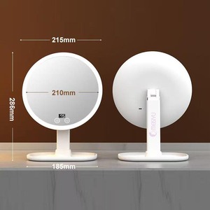 MSY Round <b>LED</b> Makeup Mirror Touch Control LCD Display Rechargeable <b>Vanity</b> Mirror Adjustable Light for Home Use - Product Image 1