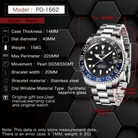 Montres mécaniques pour hommes PAGANI DESIGN 1662, nouvelle collection, marque haut de gamme, verre saphir, montres GMT, étanches 100 m, montre automatique pour hommes