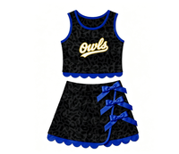Tenues de cheerleaders personnalisées pour filles, tenues sportives sur le thème du ballon, ensembles de hauts à manches courtes et de jupes-culottes imprimées pour équipes de football, ensembles pour le jour du match pour filles