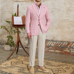 Giacca da Completo <span class=keywords><strong>Uomo</strong></span> Slim Fit 100% <span class=keywords><strong>Lino</strong></span> Personalizzata, Semi-Foderata di Alta Qualità, Completo Casual per <span class=keywords><strong>Uomo</strong></span> - Product Image 3