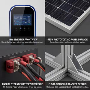 Sistema Solare Ibrido Off-Grid da 11KW 51.2V con 4 Pannelli Monocristallini da 2.2KW + Batteria LiFePO4 da 5.12kWh e Inverter MPPT da 160A Completo - Product Image 3