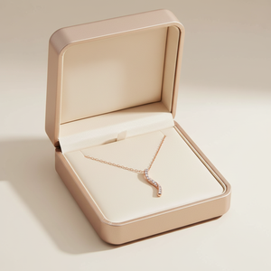 Collar con colgante de diamante natural auténtico en oro rosa macizo de 18 quilates, diseño curvo simple y elegante, joyería fina, el más popular, para mujer, regalo. - Product Image 5