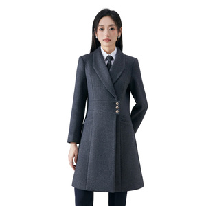Women's Professional Wool Coat Navy Blue Thickened Warm Workwear Office Uniform - Product Image 5