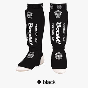 GINGPAI MMA <span class=keywords><strong>Protège</strong></span>-pieds <span class=keywords><strong>protège</strong></span>-tibias en tricot avec crochet et boucle de protection pour Muay <span class=keywords><strong>Thai</strong></span> Kick Boxing - Product Image 2
