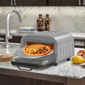 Encimera eléctrica interior de 12 pulgadas Horno de pizza multifunción Calienta 800 ° F 90 segundos Incluye freidora de aire inoxidable con cáscara de piedra de pizza - Product Image 4