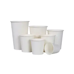 7 oz Disposable White Paper Coffee Cups | Biodegradable To Go Single wall blank drinking cup, with custom services