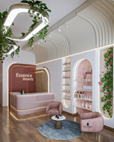 Meubles de magasin de cosmétiques personnalisés | Vitrine de maquillage | Vitrine de parfum en bois avec éclairage LED pour salon de beauté