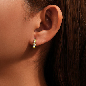 CANNER Simple S925 <b>Sterling</b> <b>Silver</b> <b>Hoop</b> <b>Earrings</b> 18K Gold Plated Irregular Paved Cubic Zirconia Elegant Women's Huggies <b>Earrings</b> - Product Image 2