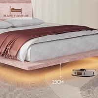 BLAINE cadre de lit double de luxe Queen/King Size cadre en bois de style italien moderne meubles de chambre à coucher maison hôtel adapté