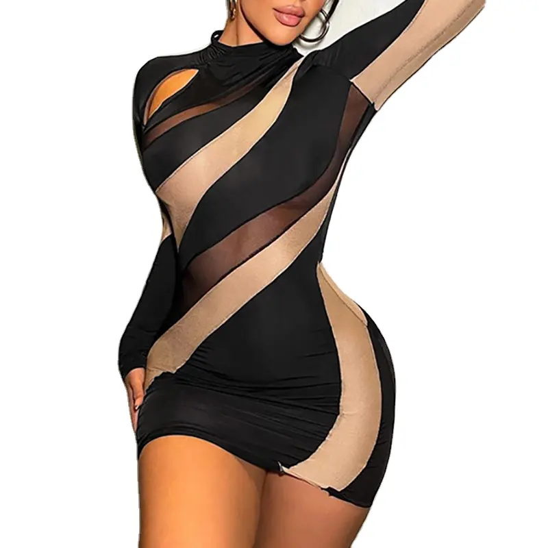 Summer 2023 New arrival Women sexy dress o neck Long sleeve dress fashionable ladies mini women's dresses