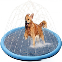 Tapis de jeu aquatique gonflable d'extérieur pour animaux de compagnie, en PVC, avec arroseur pour chien, jouet aquatique, tapis de bain anti-éclaboussures, sans BPA, antidérapant, grande taille pour chiens