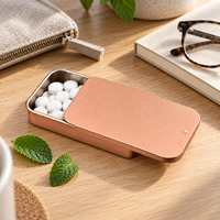 Boîte coulissante personnalisée 80*50*15mm pour bonbons à la menthe, emballage métallique rectangulaire portable en fer blanc avec impression de logo