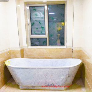 Baignoire spa moderne en marbre naturel Grande baignoire en pierre blanche Égouttoir à trop-plein Robinet inclus pour salle de bain Hôtel Cuisine Villa Utilisation - Product Image 2