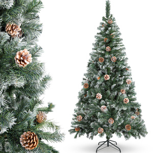 Aigostar lusso 180cm albero di natale bianco nevoso artificiale 650 rami frondosi 43 pigne naturali decorazioni natalizie in metallo - Product Image 1