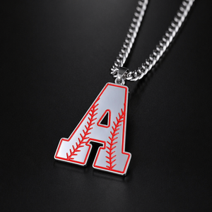 Collana con Ciondolo a Forma di <span class=keywords><strong>Lettera</strong></span> Iniziale 'A' in Acciaio Inossidabile con Design a Cucitura Rossa, Accessorio di Moda Unisex - Product Image 4