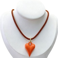 Collier pendentif cœur pointu en émail brillant couleur cuivre avec cordon torsadé en polyester et fermoir en laiton pour femmes et filles