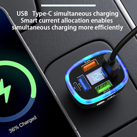 Chargeur de voiture USB C 6 en 1 multi-ports super rapide QC3.0 100W avec protection OTP et affichage de la tension pour téléphones mobiles et ordinateurs portables