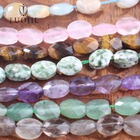 MOQ=1 Pierres naturelles plates ovales à facettes de 6x8mm, perles plates ovales à facettes pour la fabrication de bijoux