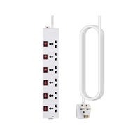 Carte d'alimentation britannique 5M rallonge 6 trous prise multi-prises cuivre UK multiprise 13A/220V prise d'extension pour bureau à domicile