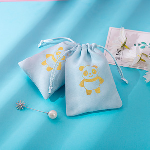 Sac à bijoux en tissu avec cordon de serrage 8x10cm avec impression de logo pour le rangement et l'emballage cadeau - Product Image 2