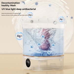 Mini Lavadora Portátil de 12L para Ropa Interior y Calcetines, Lavadora para Dormitorio con Rueda de Ondas Biónicas 4D, Iones de Agua, Antibacteriana y Panel Táctil - Product Image 1