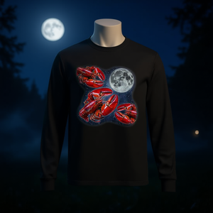 Camiseta de manga larga Three Lobster Moon con diseño de luna llena, ropa unisex - Product Image 3