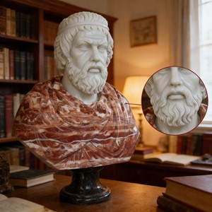Busto <span class=keywords><strong>Romano</strong></span> de Mármol Antiguo de Tamaño Real, Escultura de Cabeza Multicolor para <span class=keywords><strong>Museo</strong></span> - Product Image 3