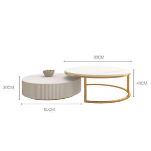 Modern Wood Coffee <strong>Table</strong> with Iron Wire Side Adjustable Height Portable <strong>Round</strong> <strong>Nesting</strong> Furniture for Living Room Use - Product Image 6