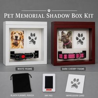 Boîte de présentation commémorative pour animaux de compagnie, cadre en bois, façade en verre, pour cendres, photos, colliers et empreintes de pattes, cadeau, vente en gros