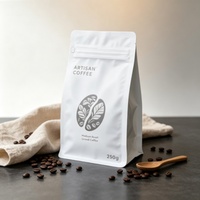 Sachet de café personnalisé imprimé mat compostable à fond plat refermable avec fermeture éclair et valve en Mylar