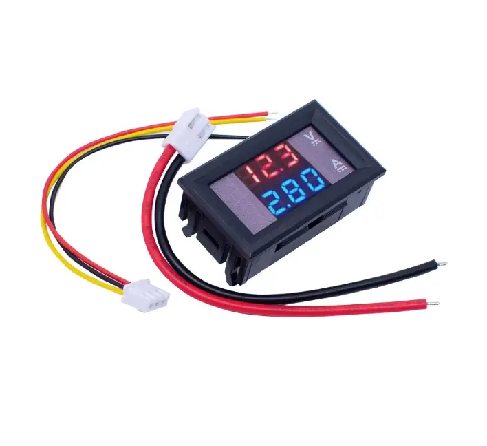 Voltímetro Digital de doble pantalla, Detector de voltaje, Panel de medidor de corriente, 100 ", rojo y azul, LED, CC 0-0,28 V, 10A
