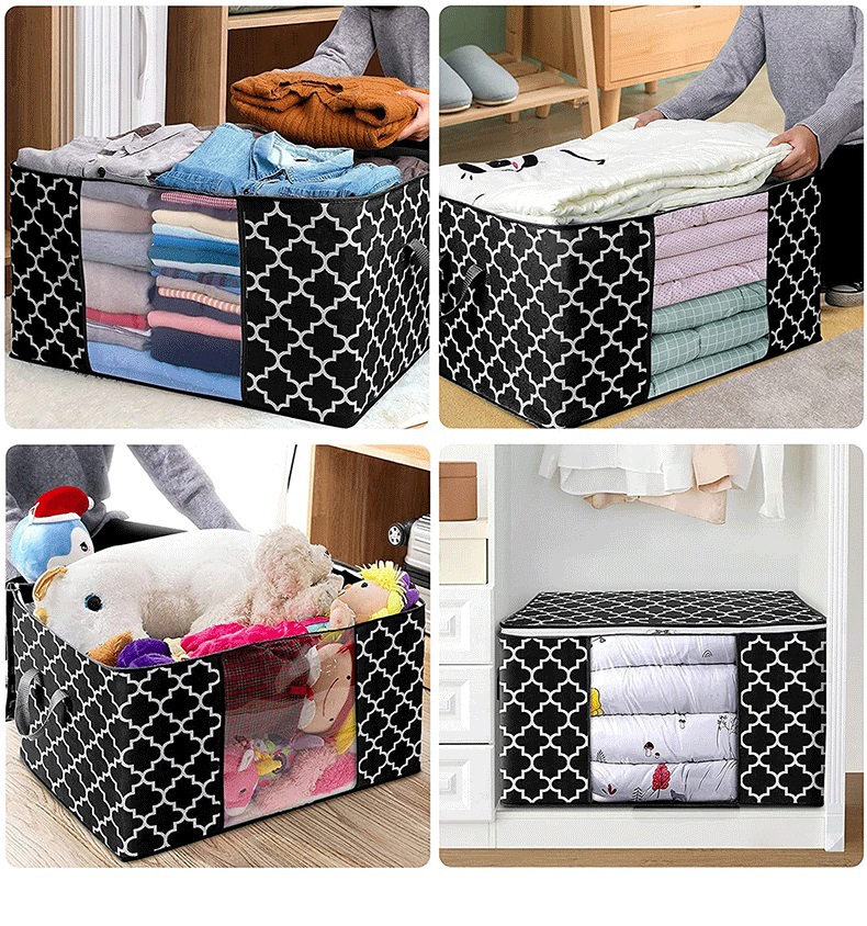 Cotton quilt storage bag large capacity moving printing non-woven organizing box foldable household clothes storage bag