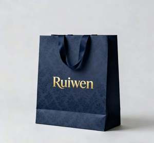 Sac fourre-tout personnalisé de luxe fait main avec poignée en ruban, en carton blanc ivoire, emballage imprimé sur mesure pour exposition alimentaire en supermarché - Product Image 6