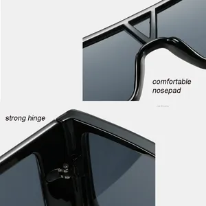 Kacamata hitam Retro pria, Steampunk bingkai persegi ukuran besar dengan lensa satu potong 2024