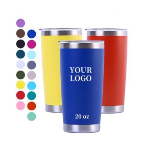 Wholesale Custom Logo Double Wall Milk <b>Coffee</b> Mug Stainless Steel Vacuum Powder Coated 20 OZ Cup Tumbler With Sliding Lid - Product Image 1